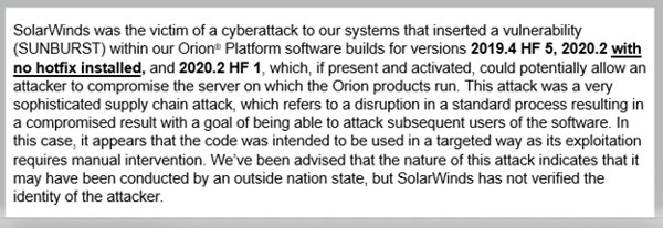 SolarWinds Sunburst Malware